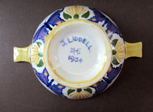 Load image into Gallery viewer, 1930s Lady Artist Hand Painted Pottery Quaich Signed J Liddell 
