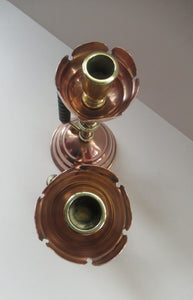 Pair Large Benham and Froud Christopher Dresser Aesthetic Movement Candlesticks