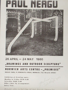 Pencil Signed 1980s Exhibition Poster: Paul Neagu Norwich
