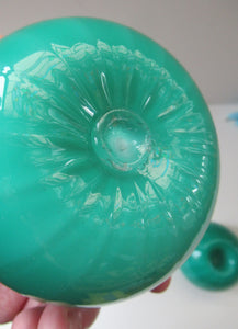 1950s Glass Ball Candlesticks, probably Swedish. Retailed by Wuidart Glass