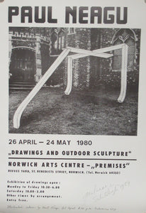 Pencil Signed 1980s Exhibition Poster: Paul Neagu Norwich