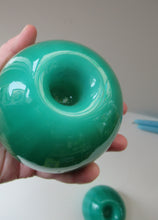 Load image into Gallery viewer, 1950s Glass Ball Candlesticks, probably Swedish. Retailed by Wuidart Glass

