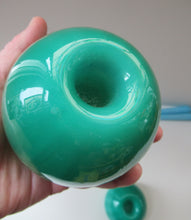 Load image into Gallery viewer, 1950s Glass Ball Candlesticks, probably Swedish. Retailed by Wuidart Glass
