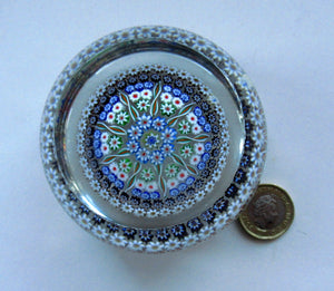 Large Caithness Whitefriars 1980s Millefiori Canes Paperweight