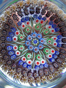 Large Caithness Whitefriars 1980s Millefiori Canes Paperweight