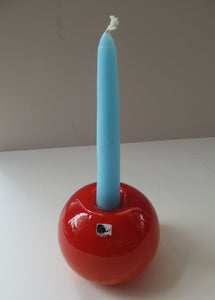 1950s Glass Ball Candlestick, probably Swedish. Retailed by Wuidart Glass