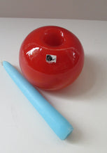 Load image into Gallery viewer, 1950s Glass Ball Candlestick, probably Swedish. Retailed by Wuidart Glass
