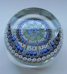 Large Caithness Whitefriars 1980s Millefiori Canes Paperweight