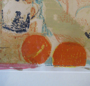 Still Life with Teapot, Daffodils, Mug and Oranges. Pierre Bonnard Style