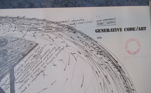 LARGE 1976 Poster for Generative Code Art Exhibition by PAUL NEAGU. Signed in pencil.