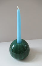 Load image into Gallery viewer, 1950s Glass Ball Candlestick, probably Swedish. Retailed by Wuidart Glass
