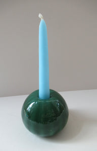 1950s Glass Ball Candlestick, probably Swedish. Retailed by Wuidart Glass