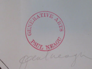 LARGE 1976 Poster for Generative Code Art Exhibition by PAUL NEAGU. Signed in pencil.