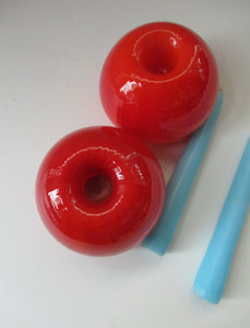 1950s Glass Ball Candlestick, probably Swedish. Retailed by Wuidart Glass
