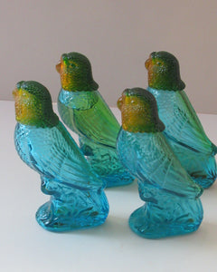 Four Avon Perfume Bottles in the Shape of Budgies