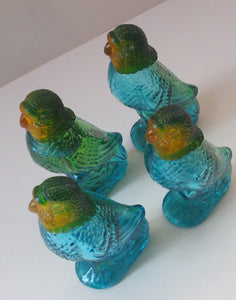 Four Avon Perfume Bottles in the Shape of Budgies