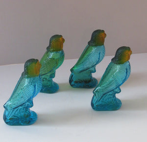Four Avon Perfume Bottles in the Shape of Budgies