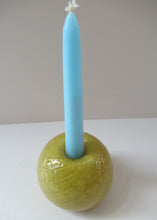 Load image into Gallery viewer, 1950s Glass Ball Candlestick, probably Swedish. Retailed by Wuidart Glass
