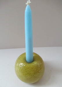 1950s Glass Ball Candlestick, probably Swedish. Retailed by Wuidart Glass