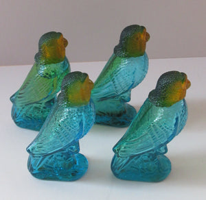 Four Avon Perfume Bottles in the Shape of Budgies
