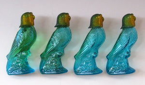 Four Avon Perfume Bottles in the Shape of Budgies