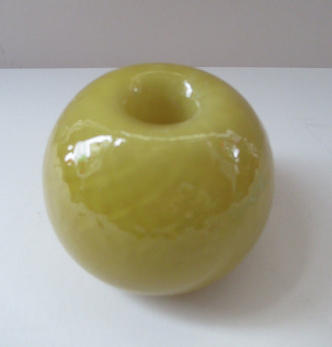 1950s Glass Ball Candlestick, probably Swedish. Retailed by Wuidart Glass