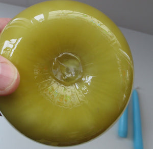 1950s Glass Ball Candlestick, probably Swedish. Retailed by Wuidart Glass