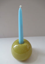 Load image into Gallery viewer, 1950s Glass Ball Candlestick, probably Swedish. Retailed by Wuidart Glass
