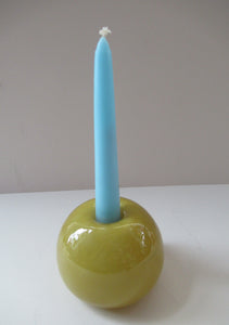 1950s Glass Ball Candlestick, probably Swedish. Retailed by Wuidart Glass