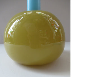 1950s Glass Ball Candlestick, probably Swedish. Retailed by Wuidart Glass