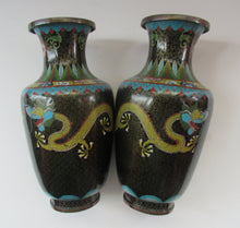 Load image into Gallery viewer, Vintage Cloisonne Dragon and Flaming Pearl Matched Pair
