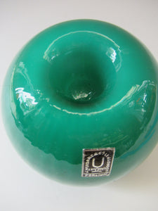 1950s Glass Ball Candlestick, probably Swedish. Retailed by Wuidart Glass