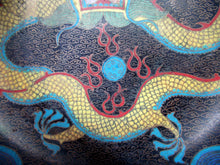 Load image into Gallery viewer, Antique Chinese  Cloisonne Bowl Five-toed Dragon Flaming Pearl  Tonghze Mark
