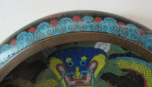 Load image into Gallery viewer, Antique Chinese  Cloisonne Bowl Five-toed Dragon Flaming Pearl  Tonghze Mark
