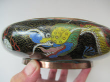 Load image into Gallery viewer, Antique Chinese  Cloisonne Bowl Five-toed Dragon Flaming Pearl  Tonghze Mark
