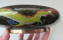 Load image into Gallery viewer, Antique Chinese  Cloisonne Bowl Five-toed Dragon Flaming Pearl  Tonghze Mark
