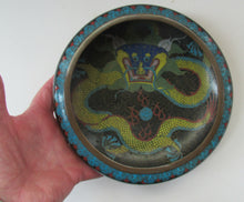 Load image into Gallery viewer, Antique Chinese  Cloisonne Bowl Five-toed Dragon Flaming Pearl  Tonghze Mark
