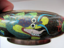 Load image into Gallery viewer, Antique 1900s Chinese Cloisonne Bowl with Yellow Dragon and Flaming Pearl
