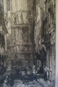 1910 Pencil Signed Etching Saint Etienne Beauvais. Hedley Fitton