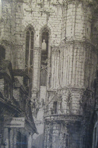 1910 Pencil Signed Etching Saint Etienne Beauvais. Hedley Fitton