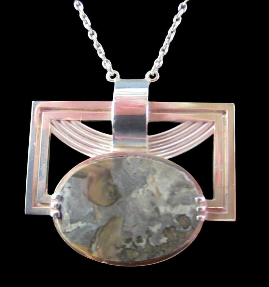Vintage SCOTTISH SILVER Designer Necklace  by William Hardwick Hall. 1970s Edinburgh Hallmark