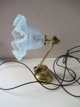 Load image into Gallery viewer, Antique Dugdills Art Nouveau Flower Desk Lamp with Antique Vaseline Shade
