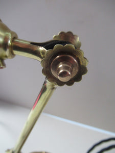 Antique Dugdills Art Nouveau Flower Desk Lamp with Antique Vaseline Shade