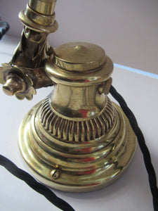 Antique Dugdills Art Nouveau Flower Desk Lamp with Antique Vaseline Shade
