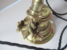 Load image into Gallery viewer, Antique Dugdills Art Nouveau Flower Desk Lamp with Antique Vaseline Shade
