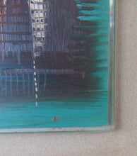 Load image into Gallery viewer, Vintage 1960s Miniature Oil Painting on Glass with Original Wooden Frame
