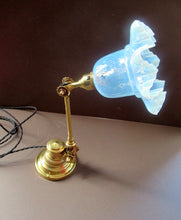Load image into Gallery viewer, Antique Dugdills Art Nouveau Flower Desk Lamp with Antique Vaseline Shade
