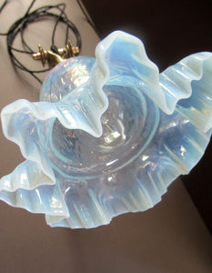Antique Dugdills Art Nouveau Flower Desk Lamp with Antique Vaseline Shade