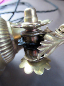 Antique Dugdills Art Nouveau Flower Desk Lamp with Antique Vaseline Shade