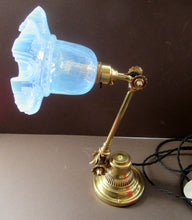 Load image into Gallery viewer, Antique Dugdills Art Nouveau Flower Desk Lamp with Antique Vaseline Shade
